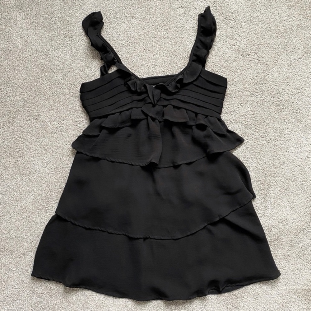 MANGO Black Ruffled mini dress